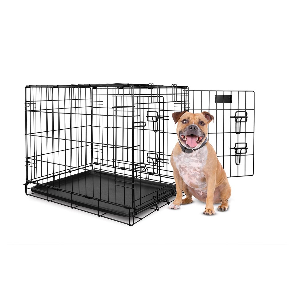 Double door top dog crate medium